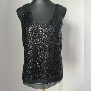 J. Crew silk Sequin Tank Top in black
